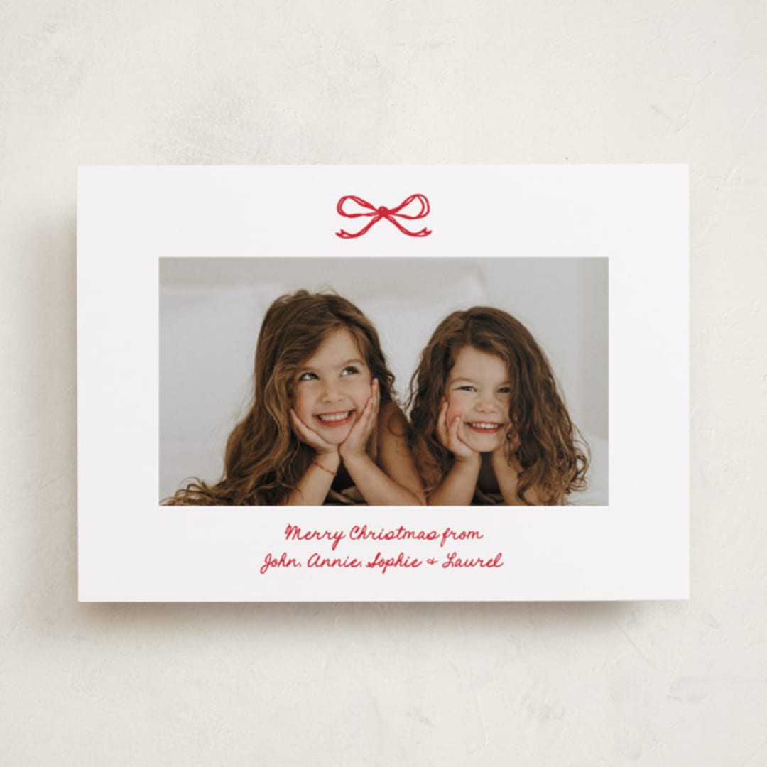 "Mini Bow" - Holiday Cards in Candied Apple by Kelly Watkins - Front