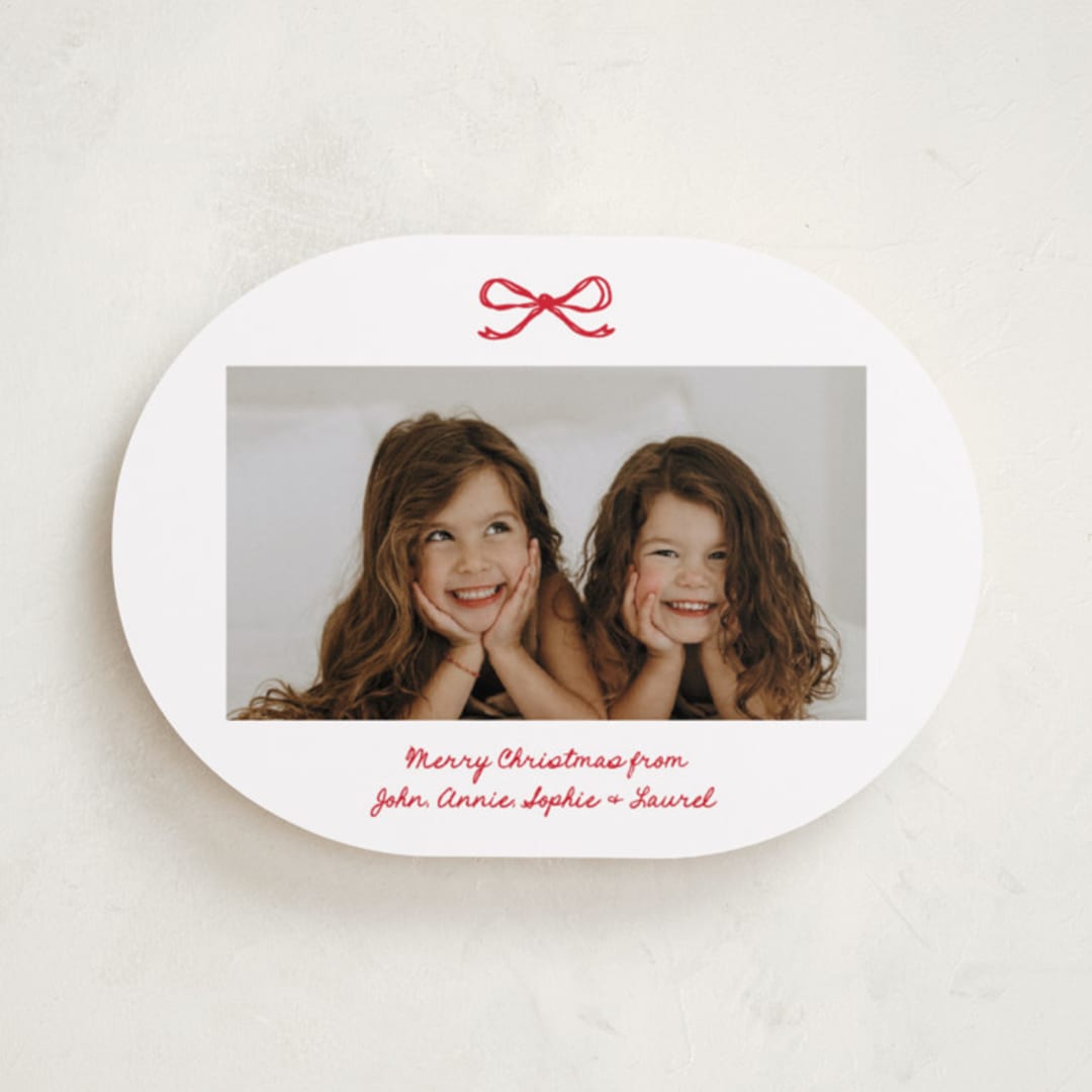 "Mini Bow" - Holiday Cards in Candied Apple by Kelly Watkins - Front