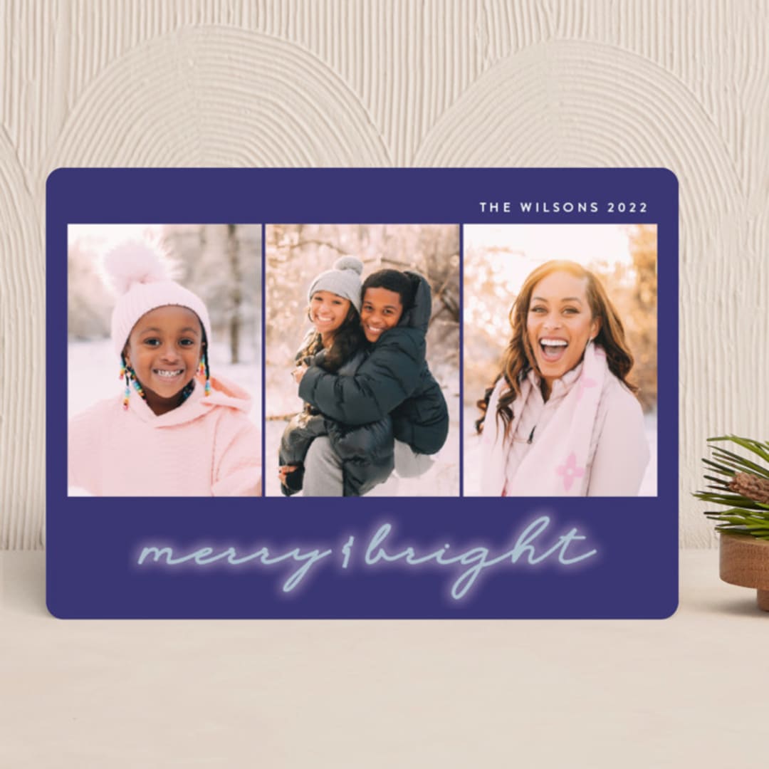 "Glow Bright" - Holiday Cards in Blue Jay by Lindsay Megahed - Front