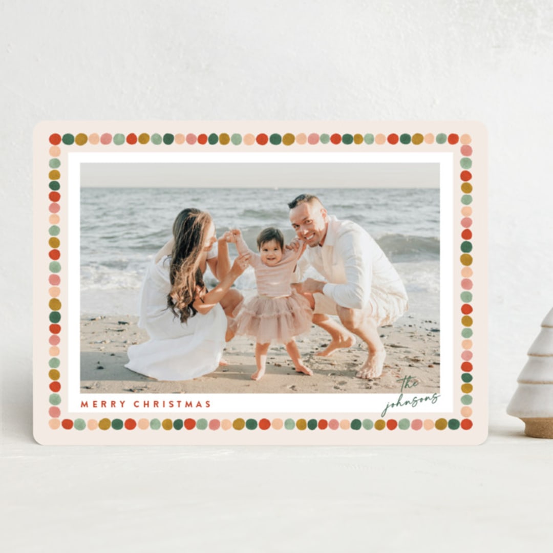 "Pom Pom Garland" - Holiday Cards in Candied Apple by Joanna Griffin - Front