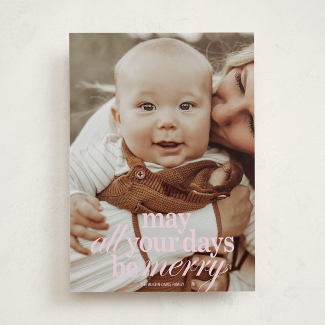 "All Merry Days" - Holiday Cards in Winter Rose by Baumbirdy - Front