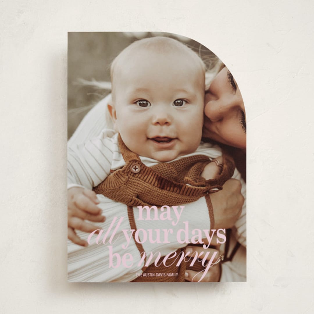 "All Merry Days" - Holiday Cards in Winter Rose by Baumbirdy - Front