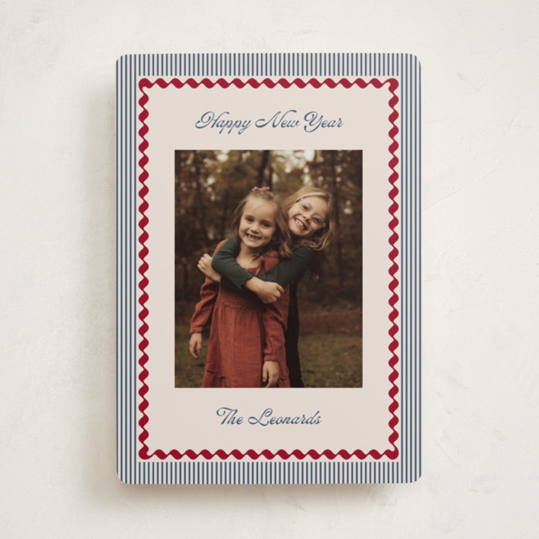 "Vintage Border" - Holiday Cards in Navy by Kelly Schmidt - Front