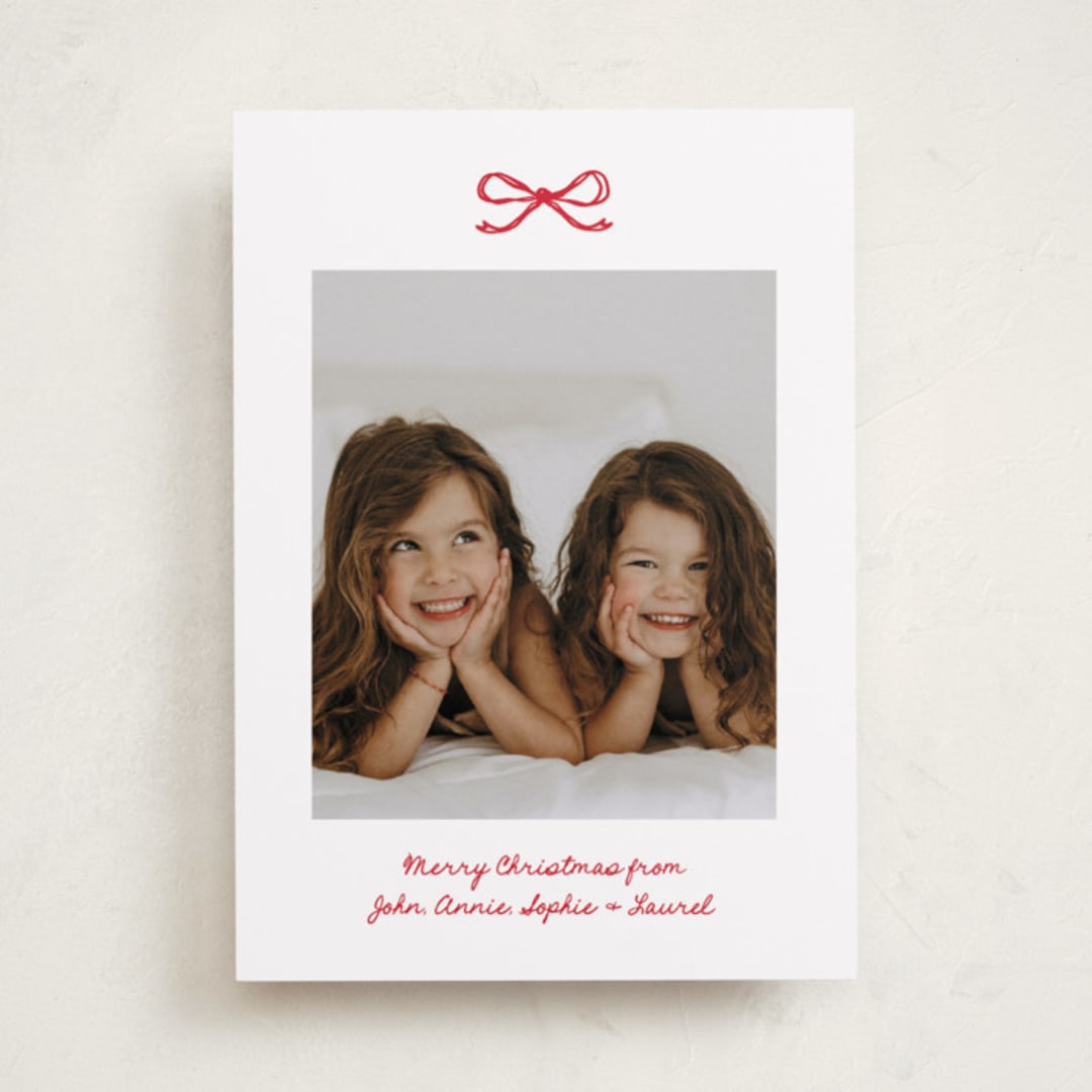"Mini Bow" - Holiday Cards in Candied Apple by Kelly Watkins - Front