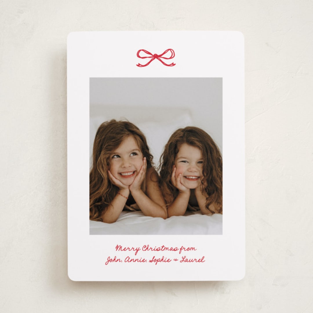 "Mini Bow" - Holiday Cards in Candied Apple by Kelly Watkins - Front