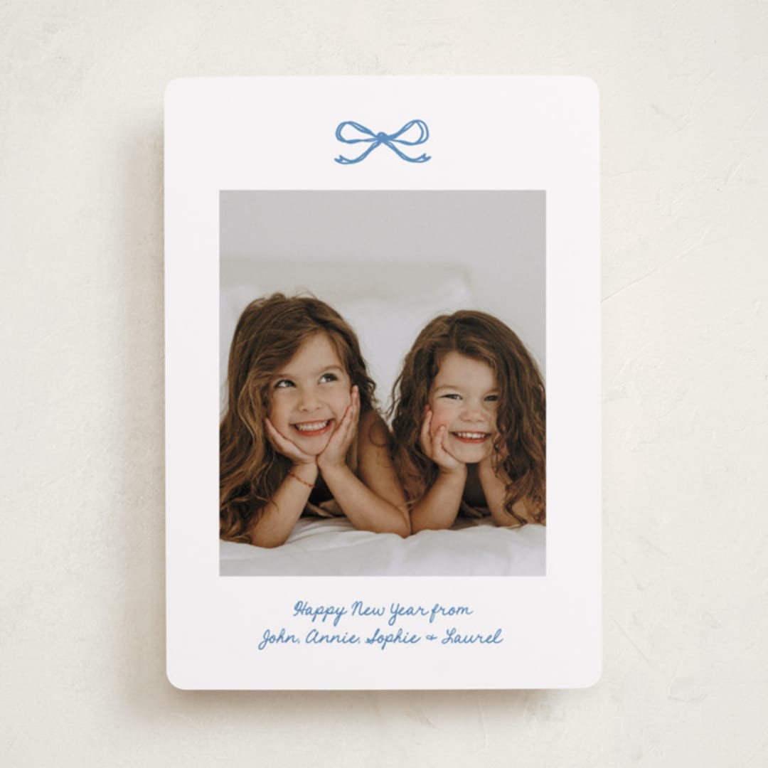 "Mini Bow" - Holiday Cards in Blue Spruce by Kelly Watkins - Front