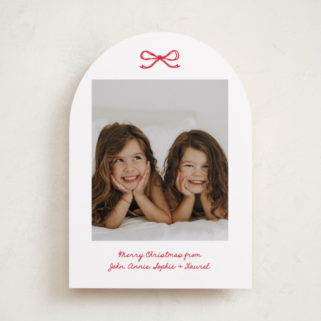 "Mini Bow" - Holiday Cards in Candied Apple by Kelly Watkins - Front