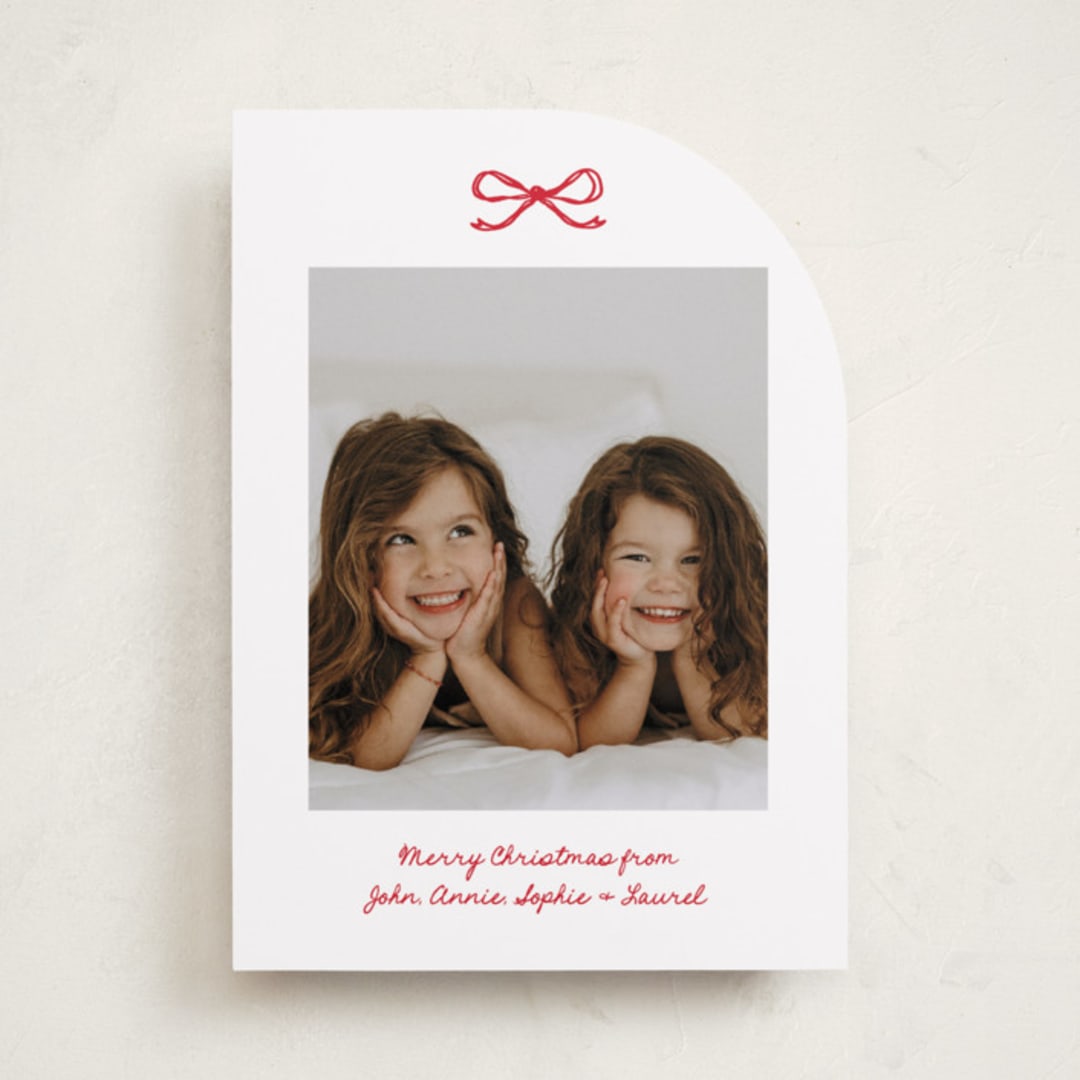 "Mini Bow" - Holiday Cards in Candied Apple by Kelly Watkins - Front
