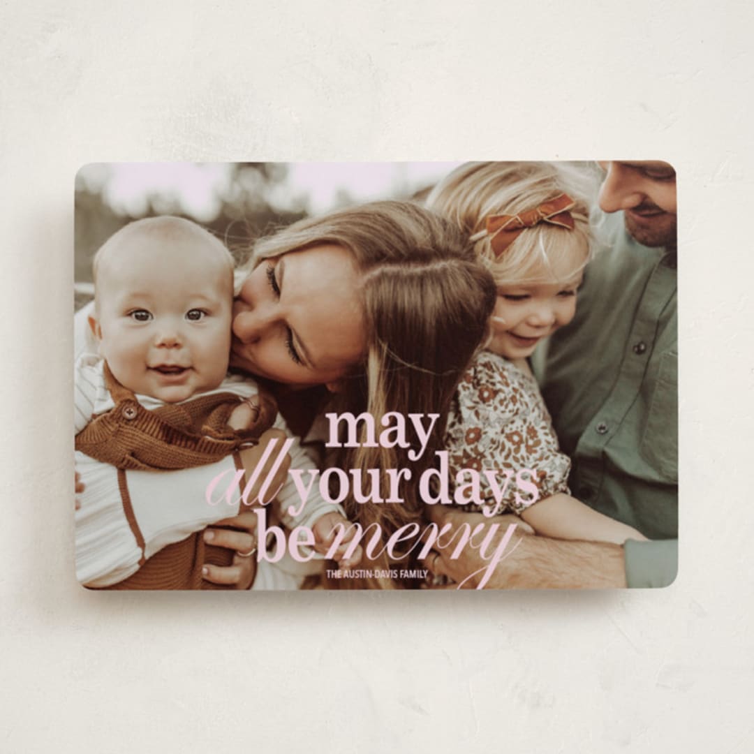 "All Merry Days" - Holiday Cards in Winter Rose by Baumbirdy - Front