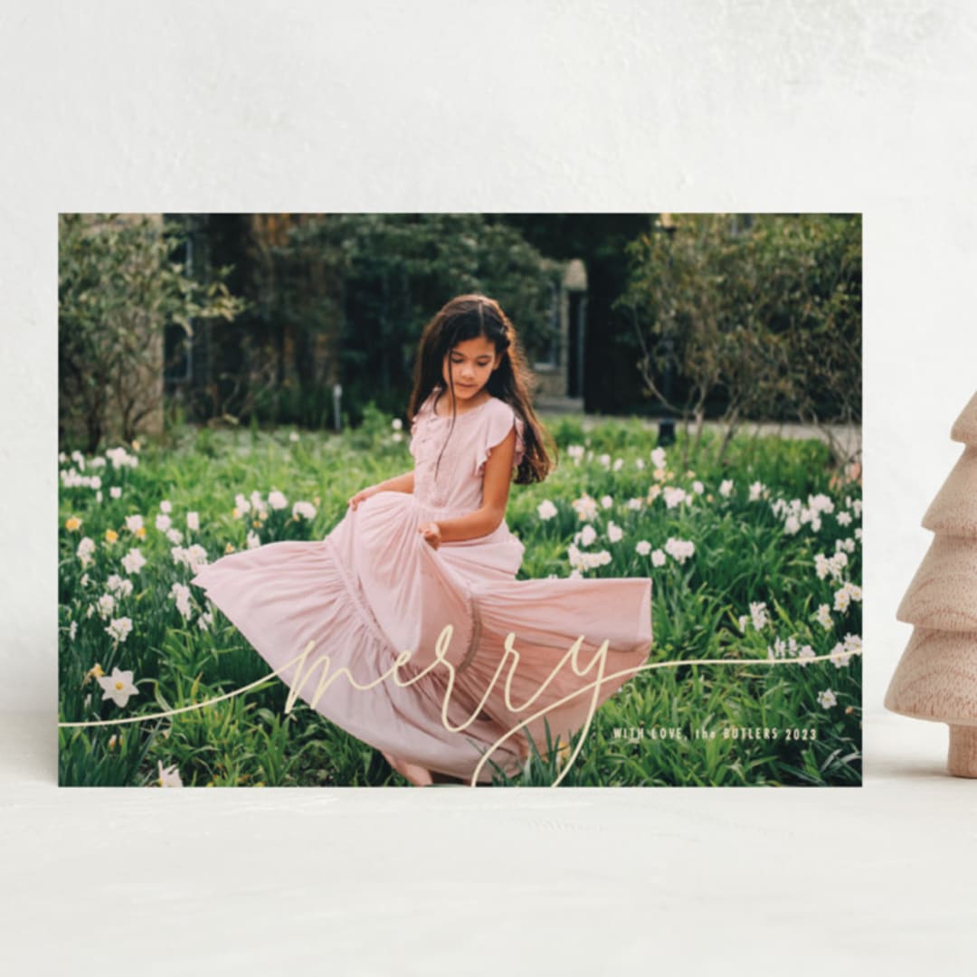 "Merry Linear" - Holiday Cards in Cream by Melanie Severin - Front