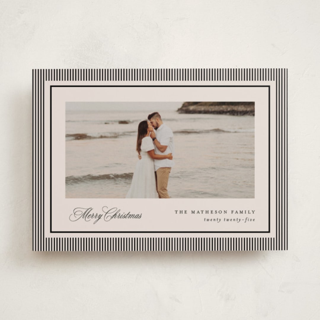 "Striped Elegance" - Holiday Cards in Linen by Kelly Schmidt - Front