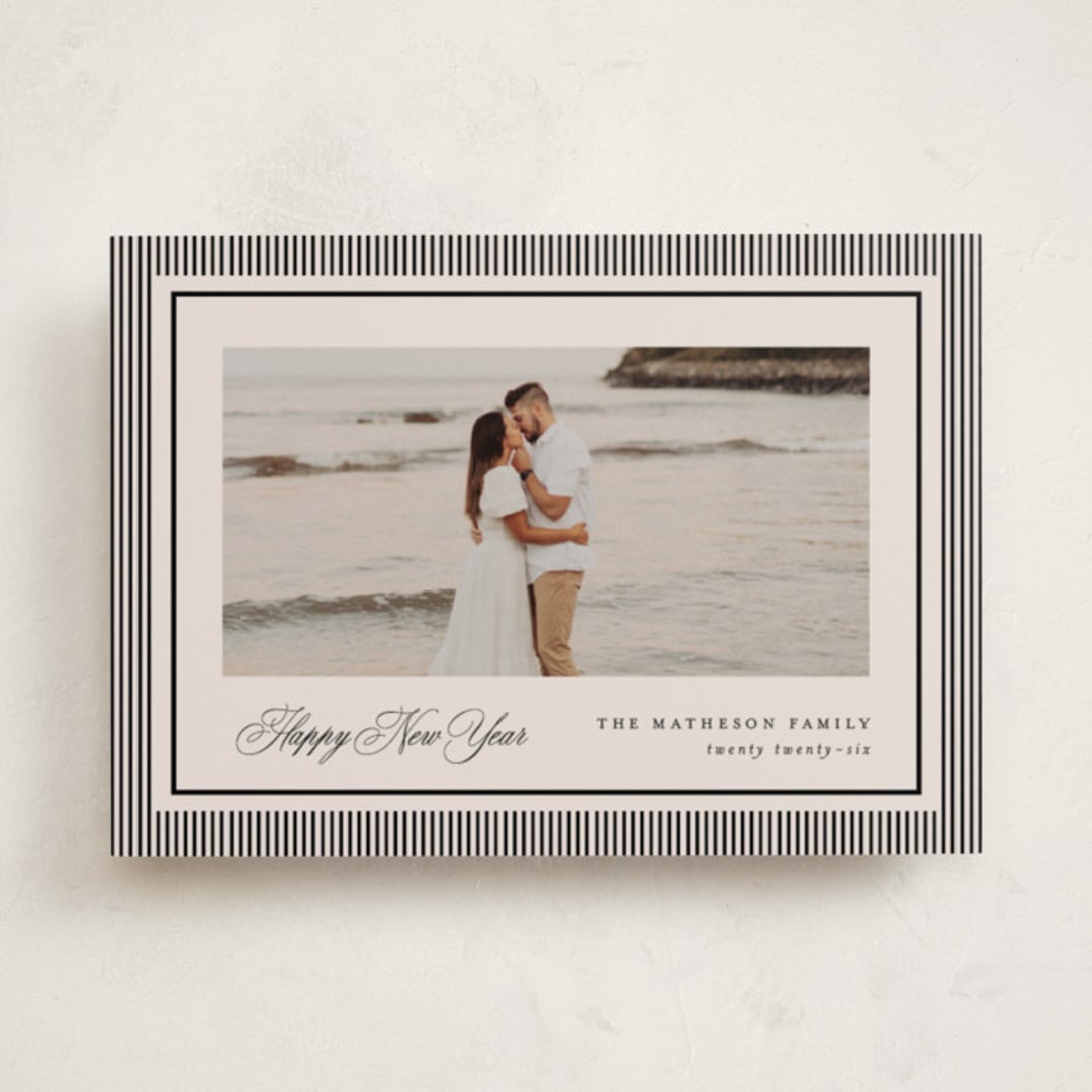 "Striped Elegance" - Holiday Cards in Linen by Kelly Schmidt - Front