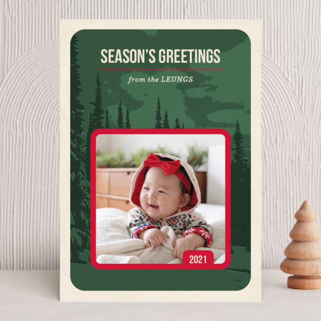 "Pine Mountain" - Holiday Cards in Pine by Alex Elko Design - Front