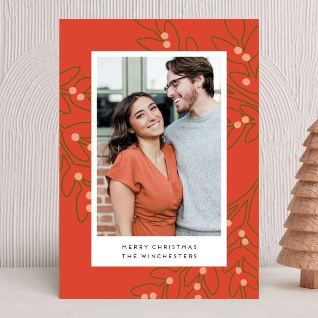 "Outlined Foliage" - Holiday Cards in Scarlet by Genna Blackburn - Front