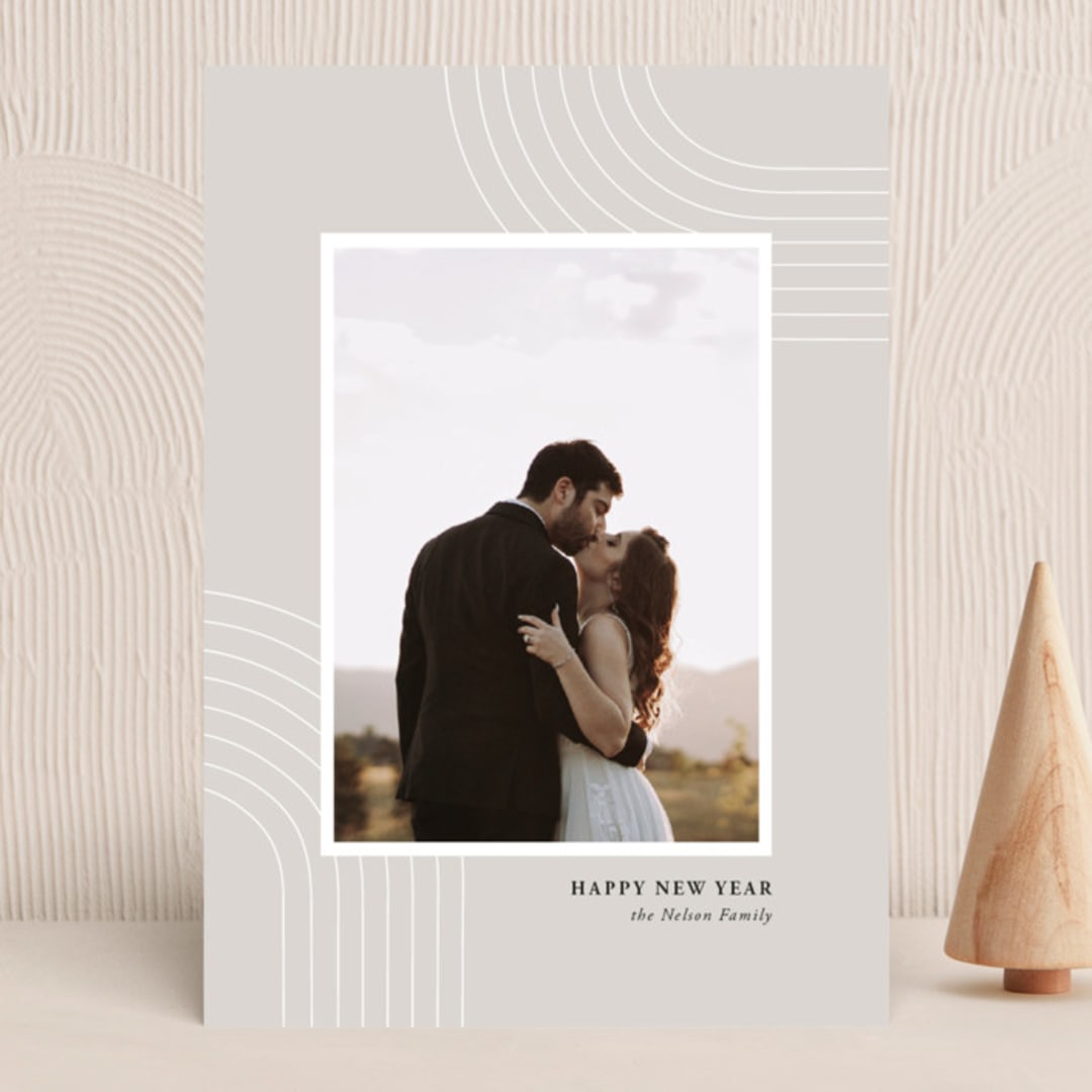 "Elegant Curves" - Holiday Cards in Seashell by Wendy Chung - Front