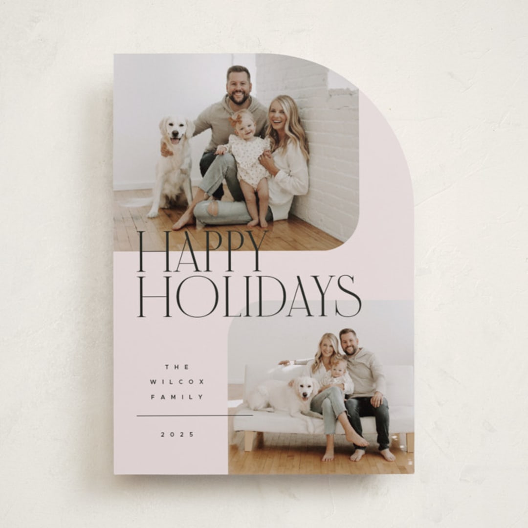 "Happy Overlay" - Holiday Cards in Linen by Kelly Schmidt - Front