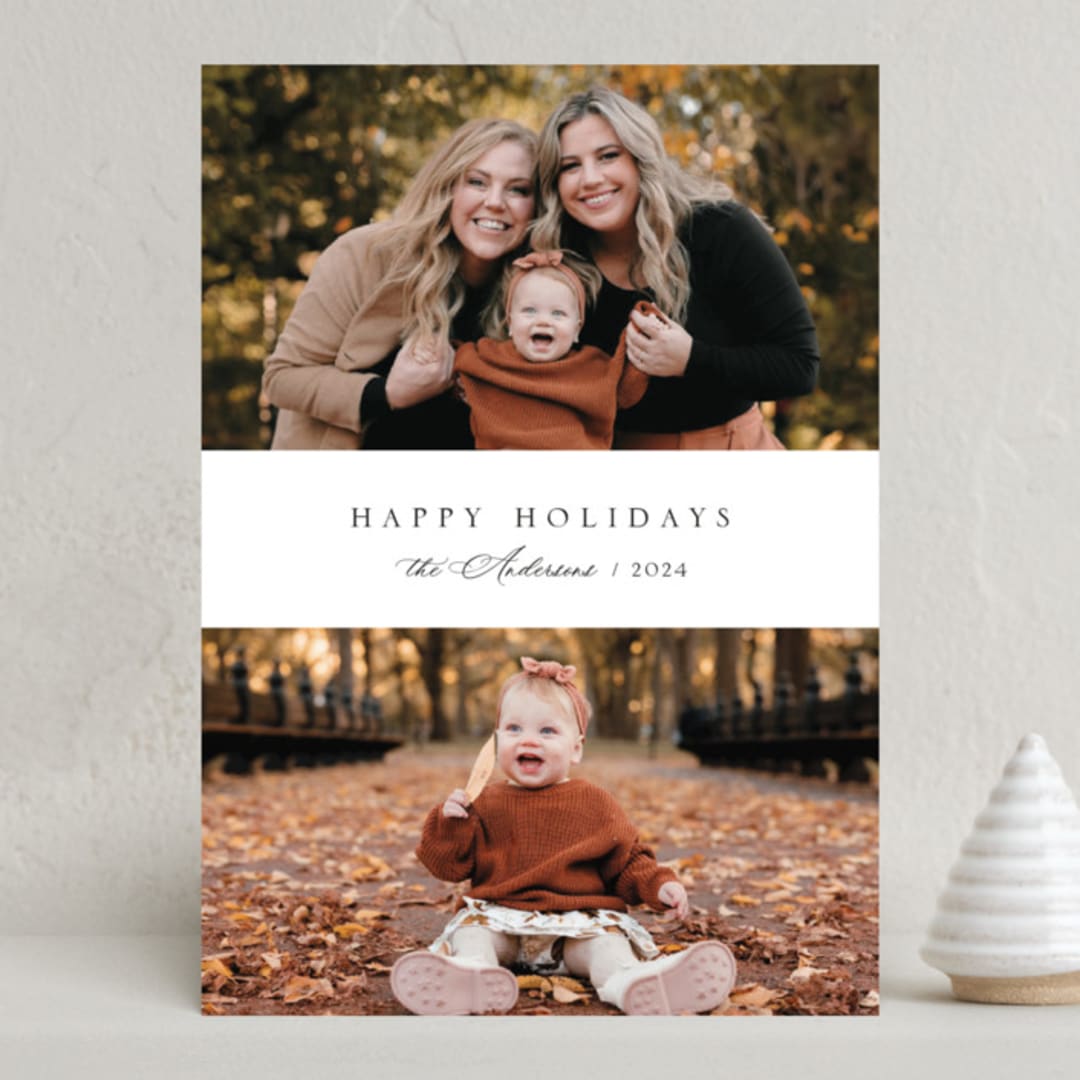 "Simple Duo" - Holiday Cards in Linen by Nicole Walsh - Front