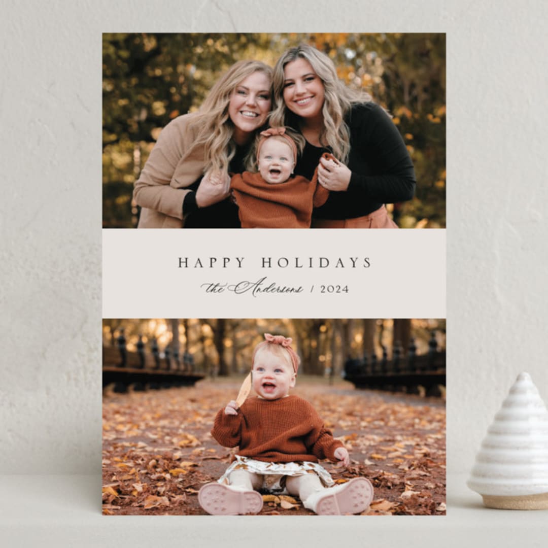 "Simple Duo" - Holiday Cards in Khaki by Nicole Walsh - Front