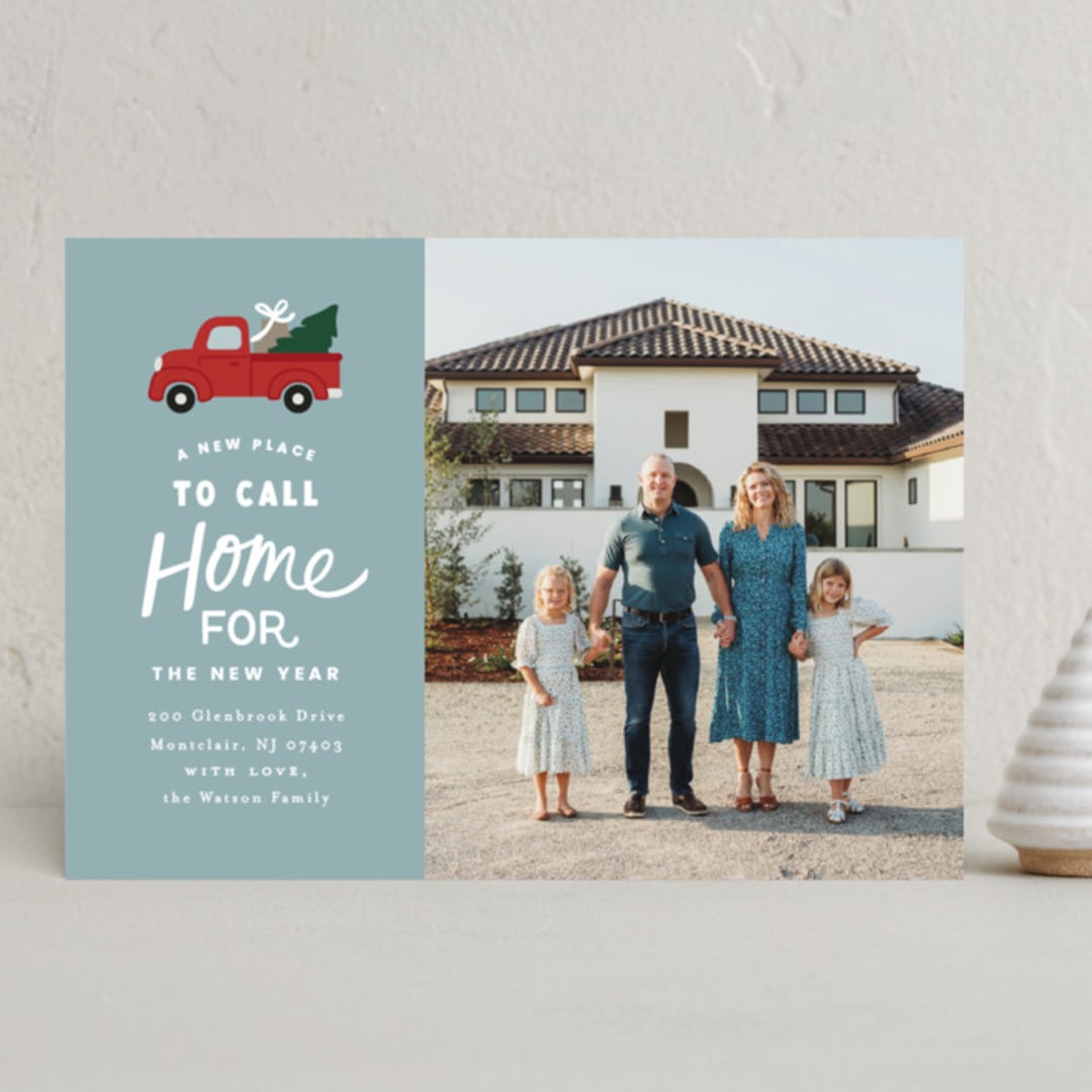 "Moving Truck" - Holiday Cards in Mist by Everett Paper Goods - Front