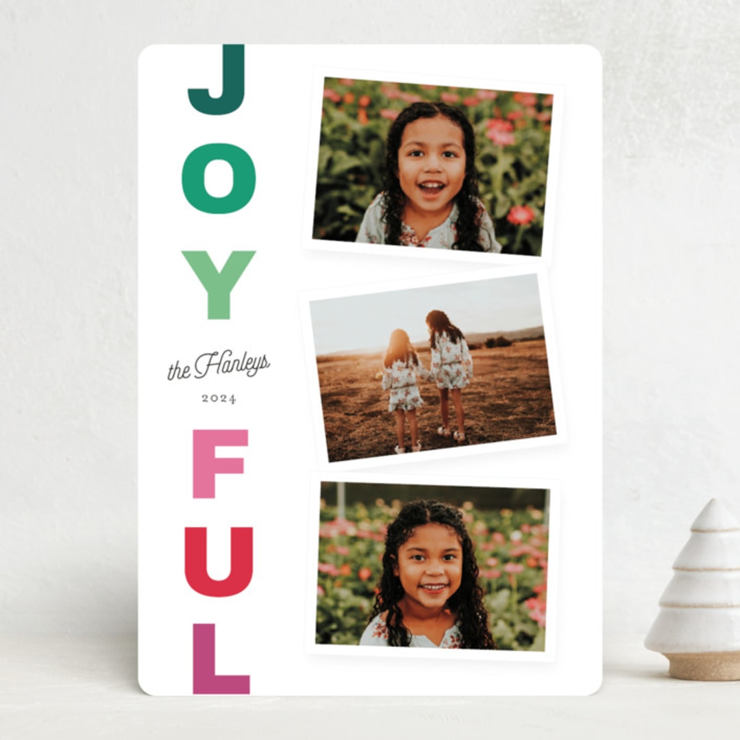 "A Rainbow of Joy" - Holiday Cards in Gumdrop by Little Print Design - Front
