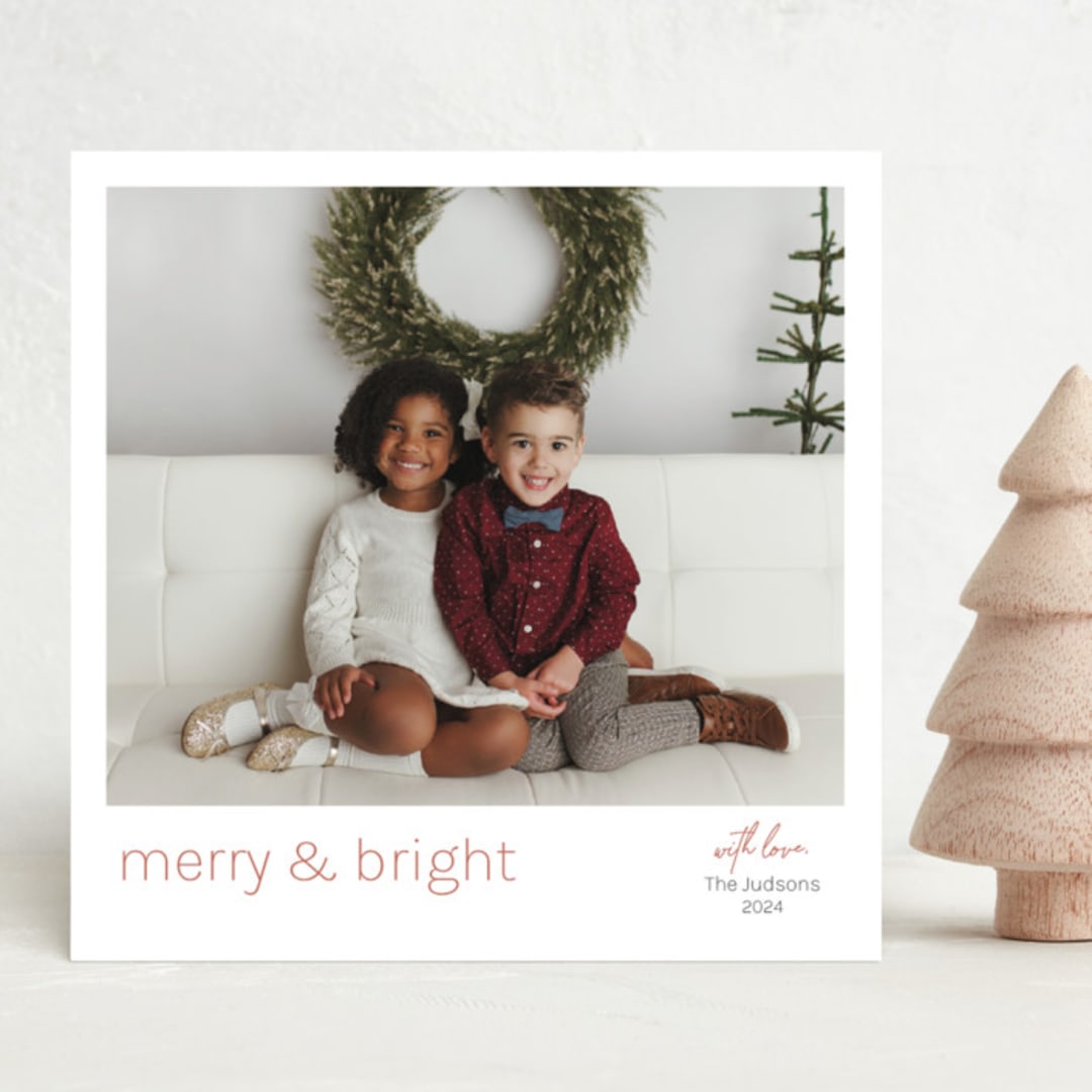 "Minimalist Merry & Bright" - Holiday Cards in Umber by Mackenzie Clarken - Front