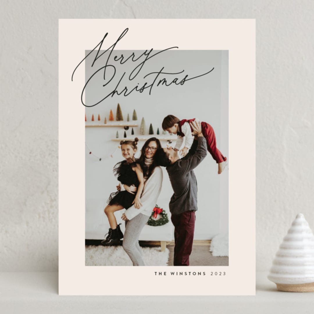 "Sweet Corner Script" - Holiday Cards in Flannel by Heather Cairl - Front