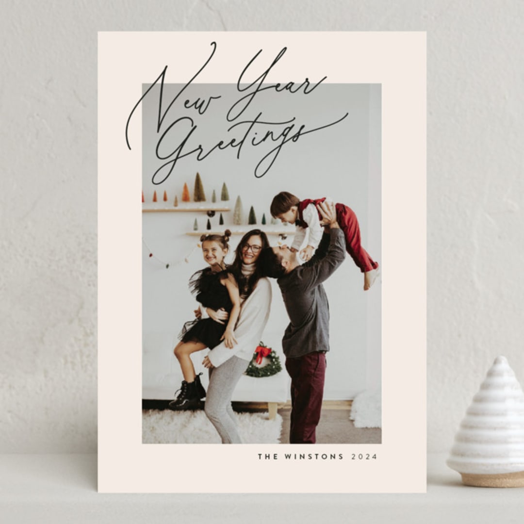 "Sweet Corner Script" - Holiday Cards in Flannel by Heather Cairl - Front