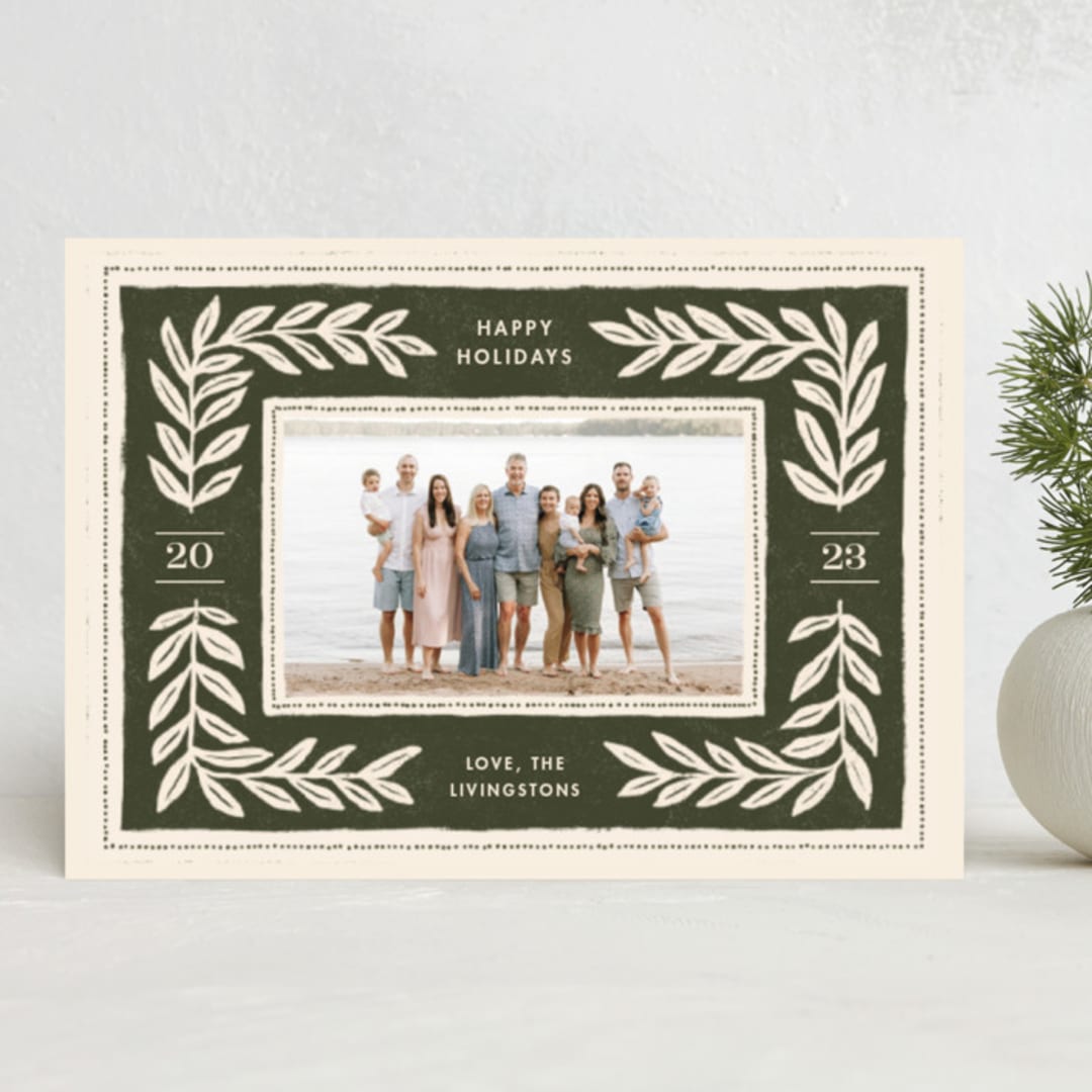 "Festive Foliage Frame" - Holiday Cards in Pine Needle by Kercia Jane - Front