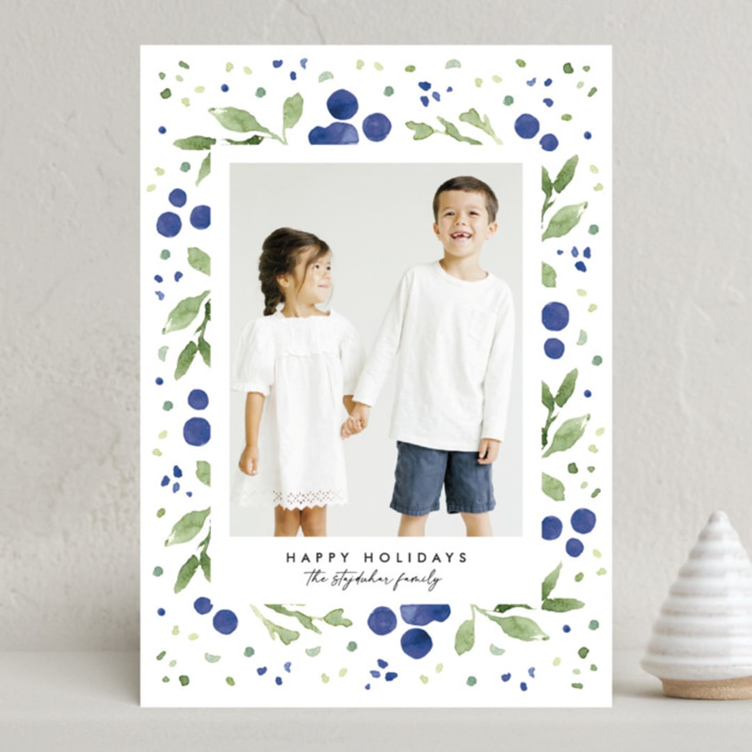 "Merry Berry Confetti" - Holiday Cards in Blueberry by Kim Thoa - Front