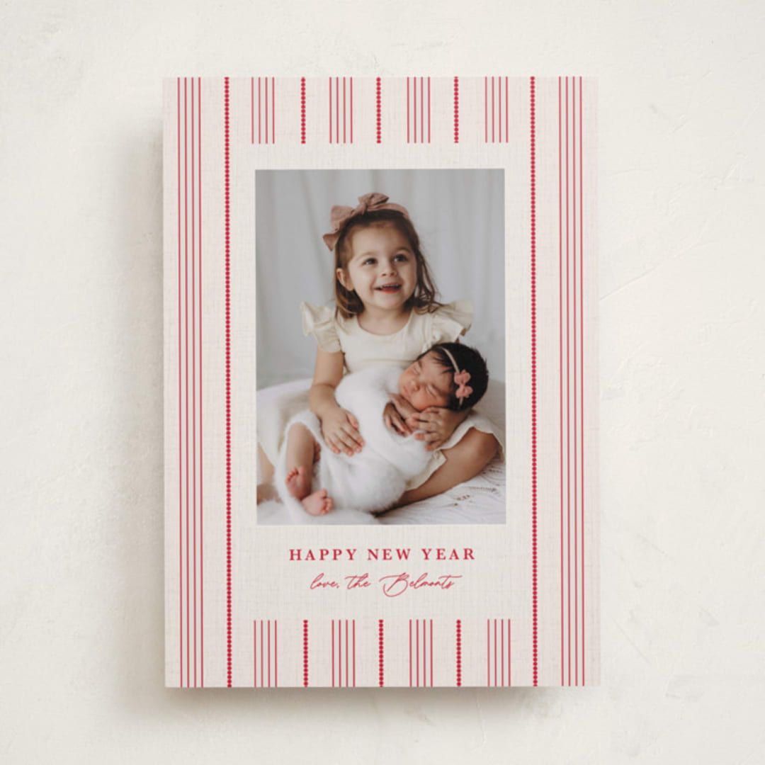 "classic weave" - Holiday Cards in Berry by Kanika Mathur - Front