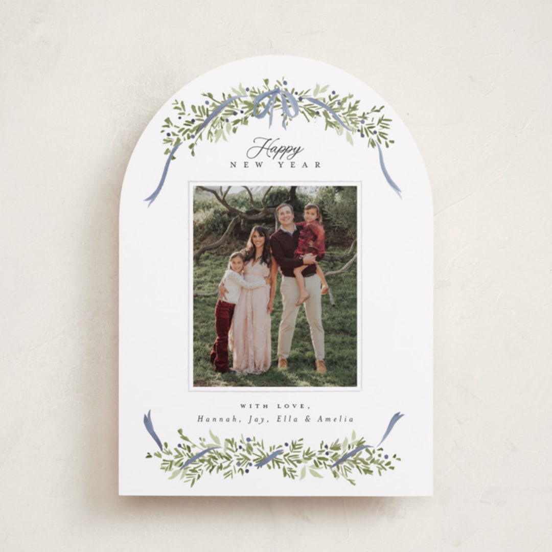"Boughs of Pine" - Holiday Cards in Blue Spruce by Everett Paper Goods - Front