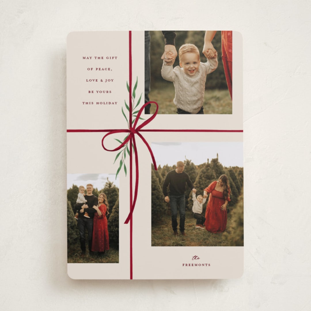 "Holiday gifts" - Holiday Cards in Burgundy by Susan Zinader - Front