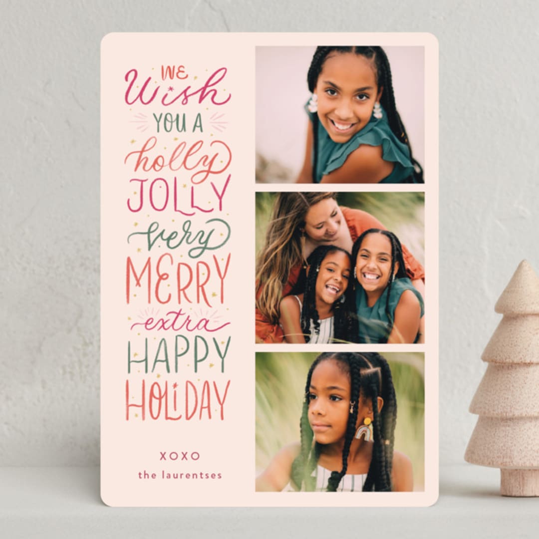 "Holly Jolly Very Merry" - Holiday Cards in Merry Berry by Ashley DeMeyere - Front