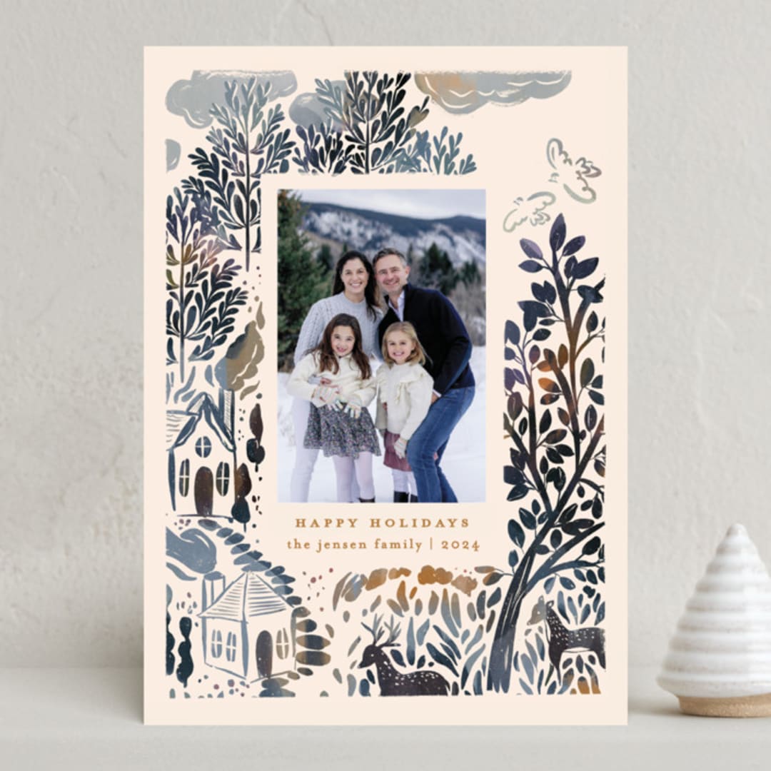 "Over The River" - Holiday Cards in Winter Frost by Julie Murray - Front