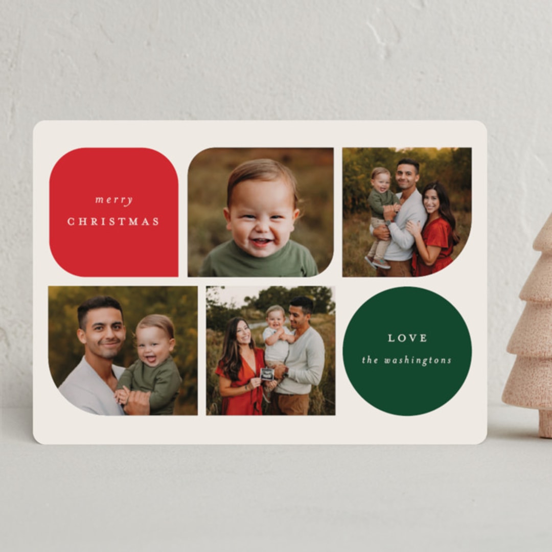 "Modern Colorblock" - Holiday Cards in Santa by Ashley Iwafuchi - Front