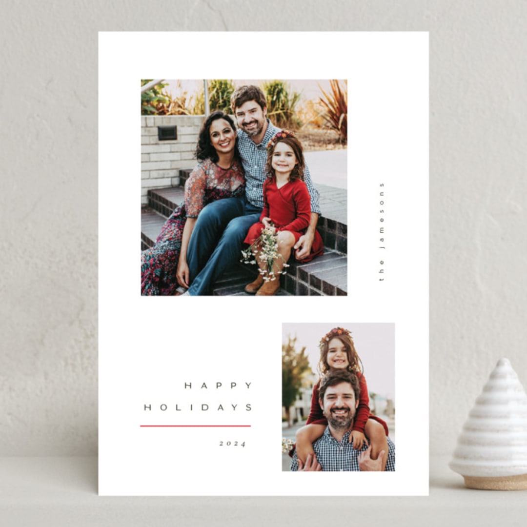 "Minimalist Celebration" - Holiday Cards in Holly Berry by Orasie - Front