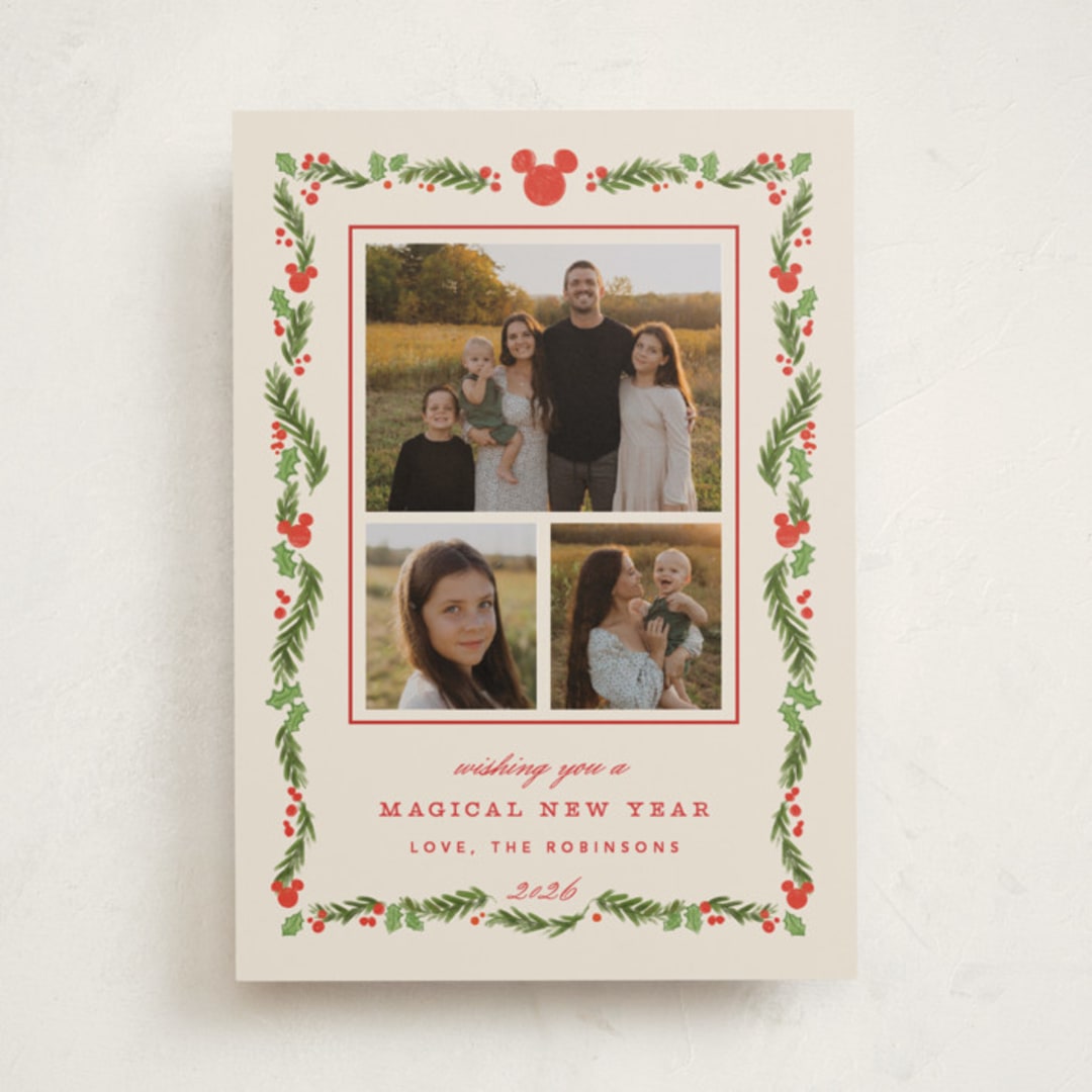 "Disney’s mickey Vintage holiday greens" - Holiday Cards in Stocking by Creo Study - Front