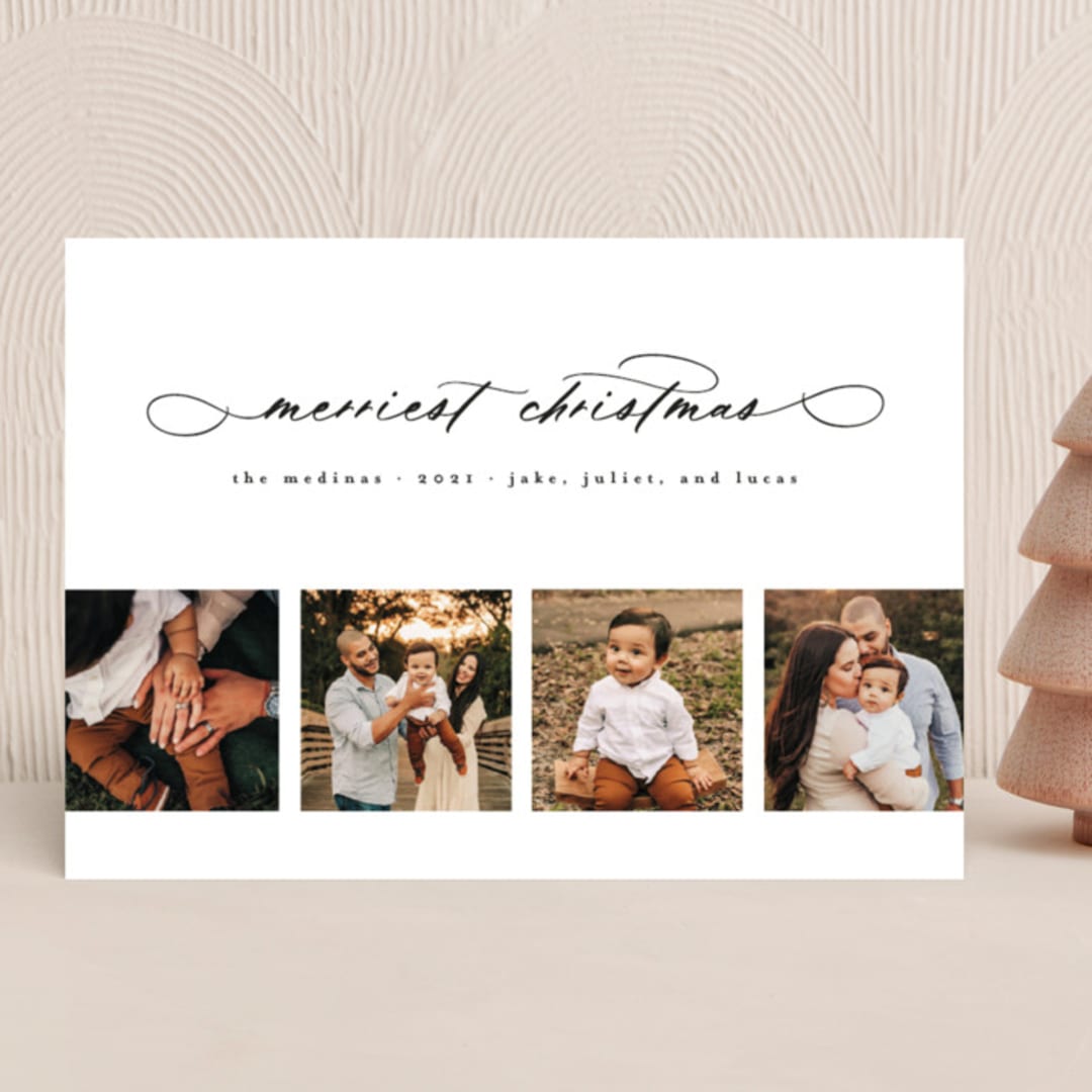 "Merry Photo Strip" - Holiday Cards in Slate by Leah Ragain - Front