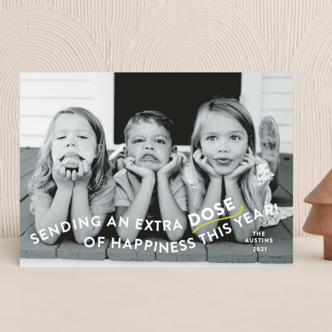 "Extra Dose" - Holiday Cards in Snow by Megan Davis - Front