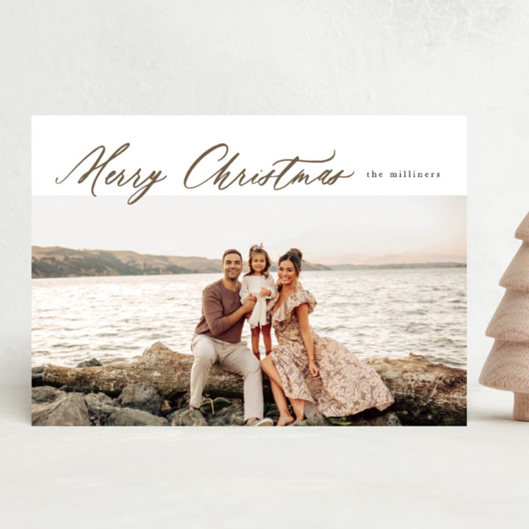 "Scrollwork" - Holiday Cards in Fawn by Up Up Creative - Front