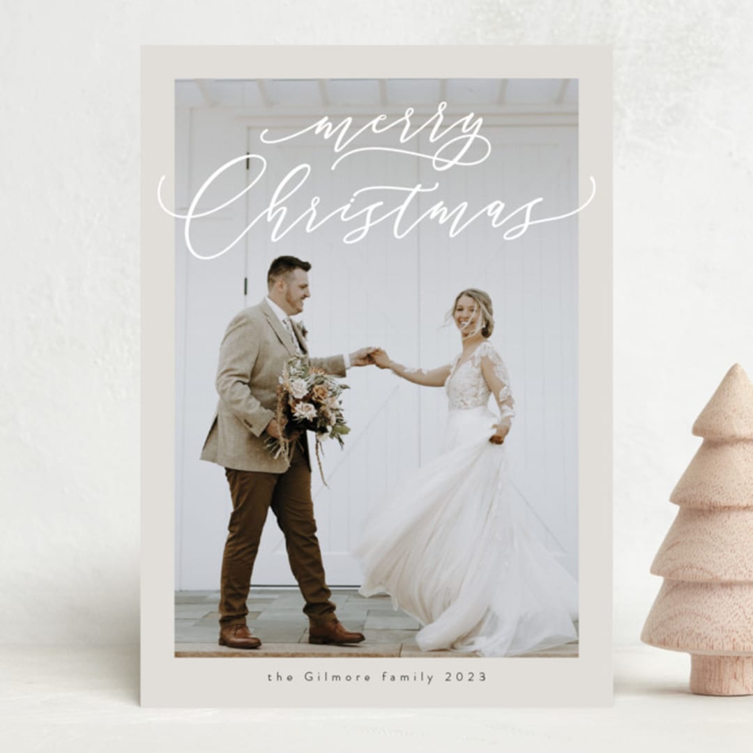 "Handwritten Christmas" - Holiday Cards in Champagne by Nicole Walsh - Front