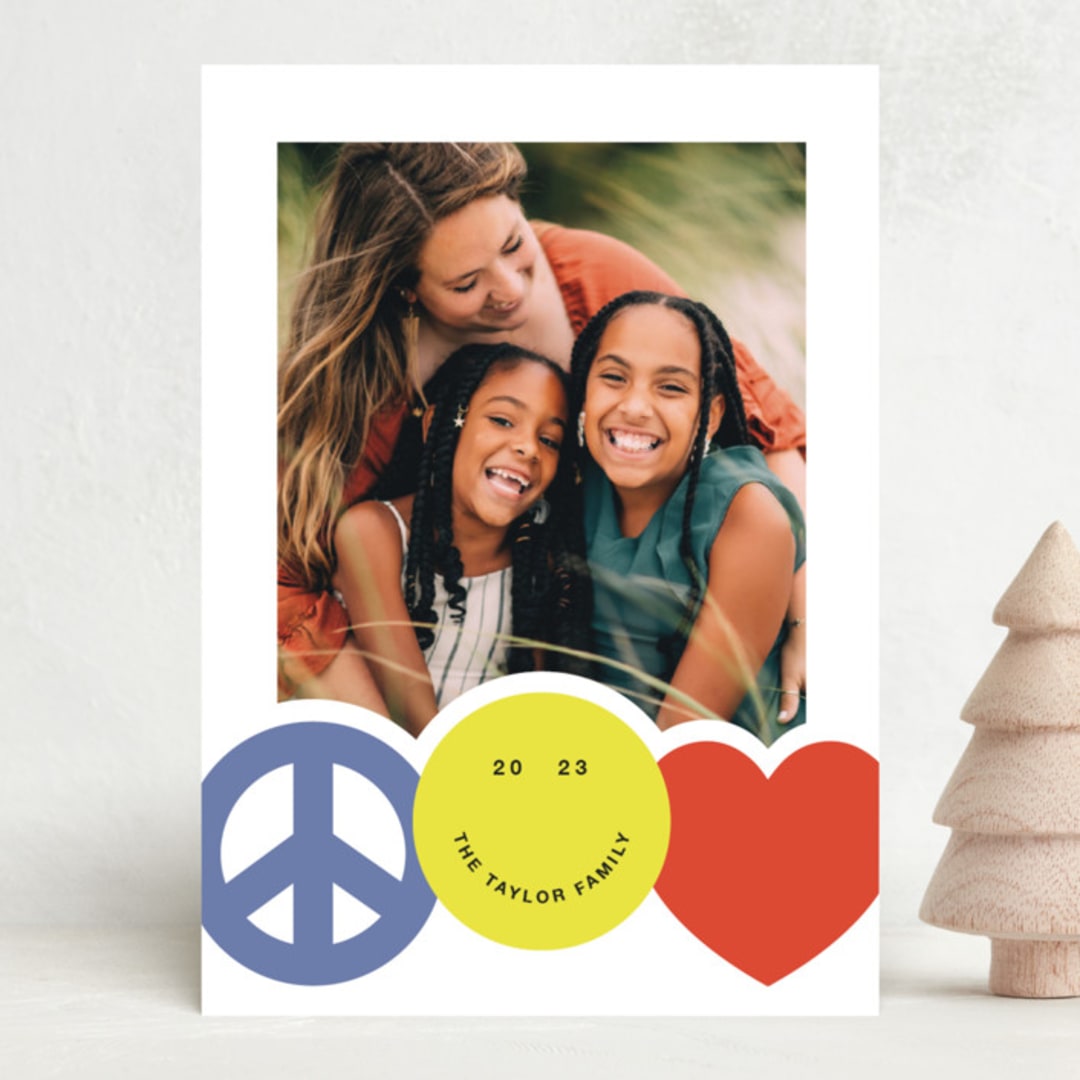 "Peace Joy Love" - Holiday Cards in Cardinal by Ekko Studio - Front