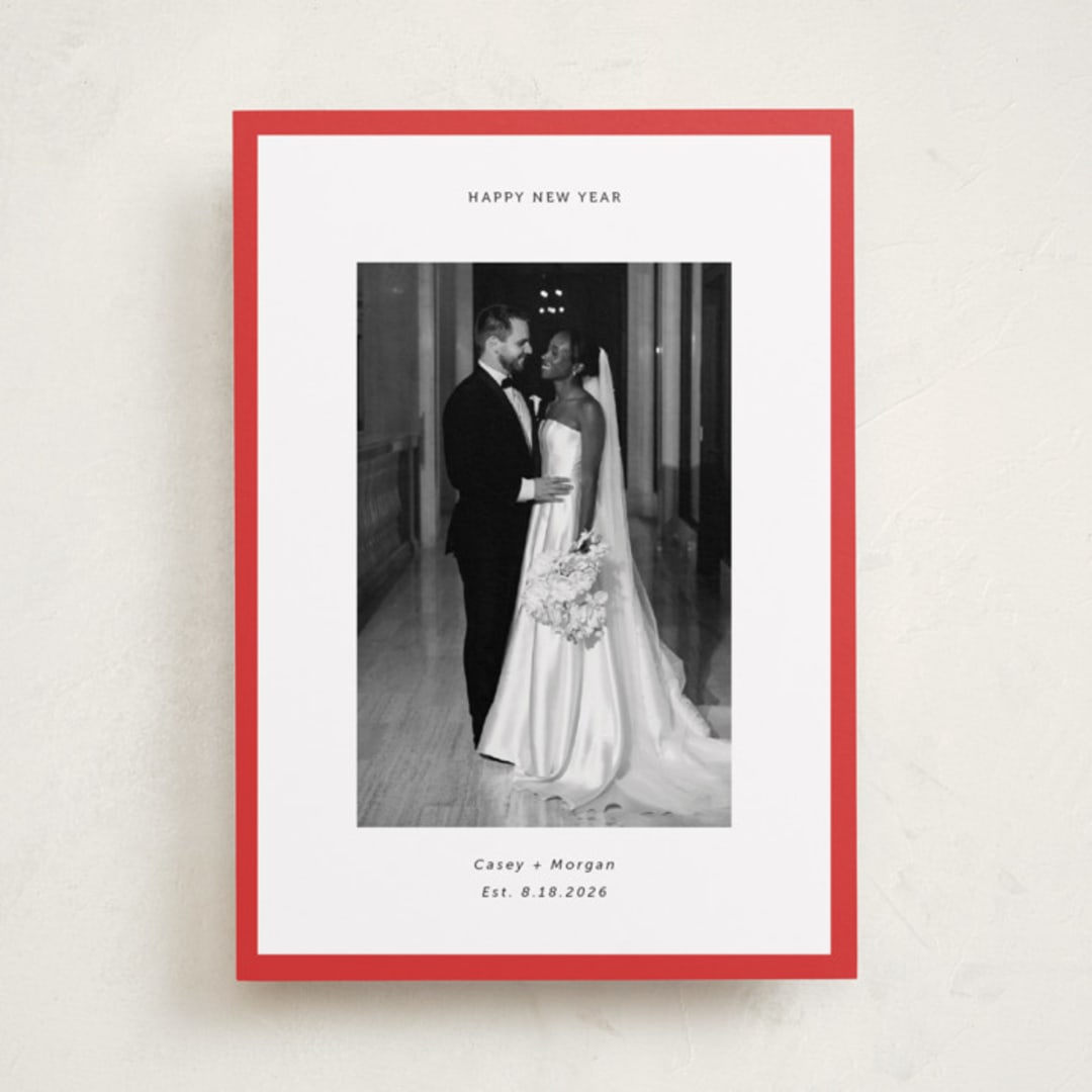 "Classic Border" - Holiday Cards in Berry by Wendy Chung - Front