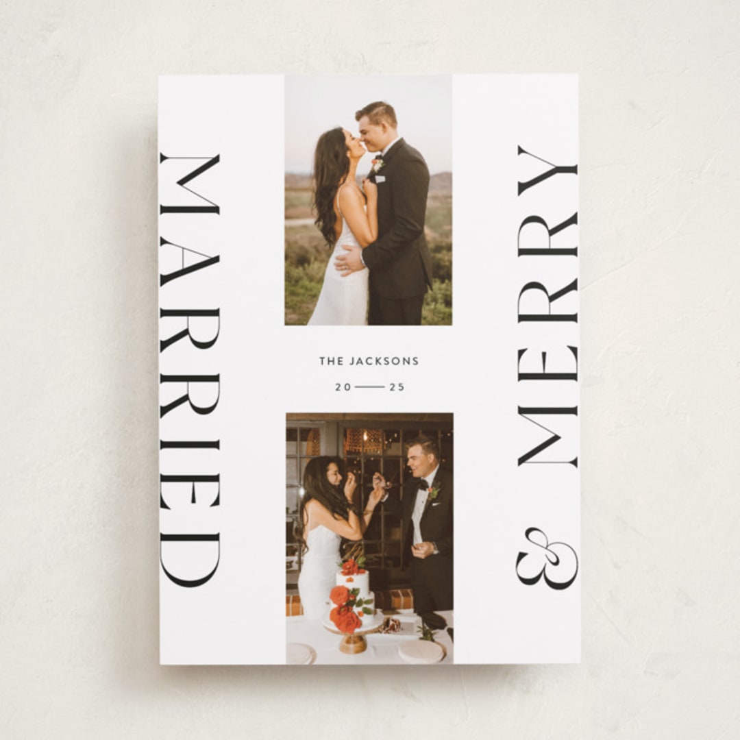 "Merrily Married" - Holiday Cards in Snowflake by Laura Bercovich - Front