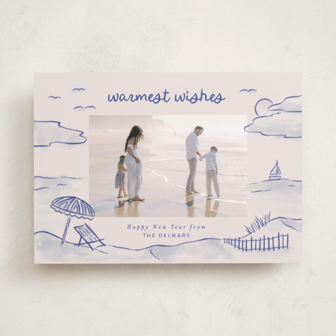 "Tis the Sea Sun" - Holiday Cards in Ocean by Pink House Press - Front