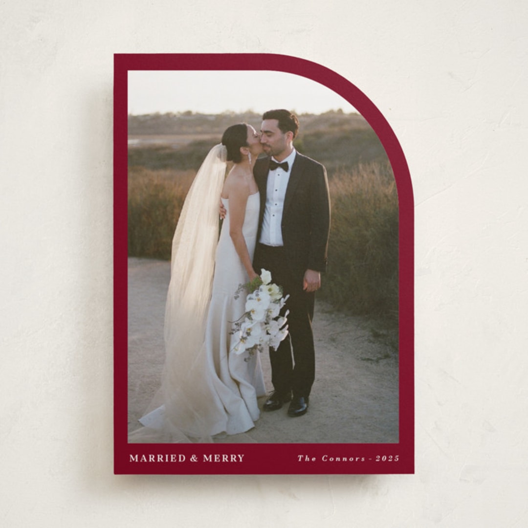 "Arched Simplicity" - Holiday Cards in Holly Berry by Oma N. Ramkhelawan - Front