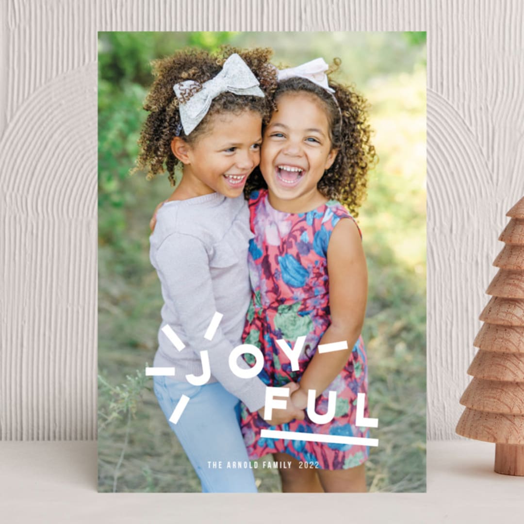 "Joyful Type" - Holiday Cards in Snow by Sydney Newsom - Front