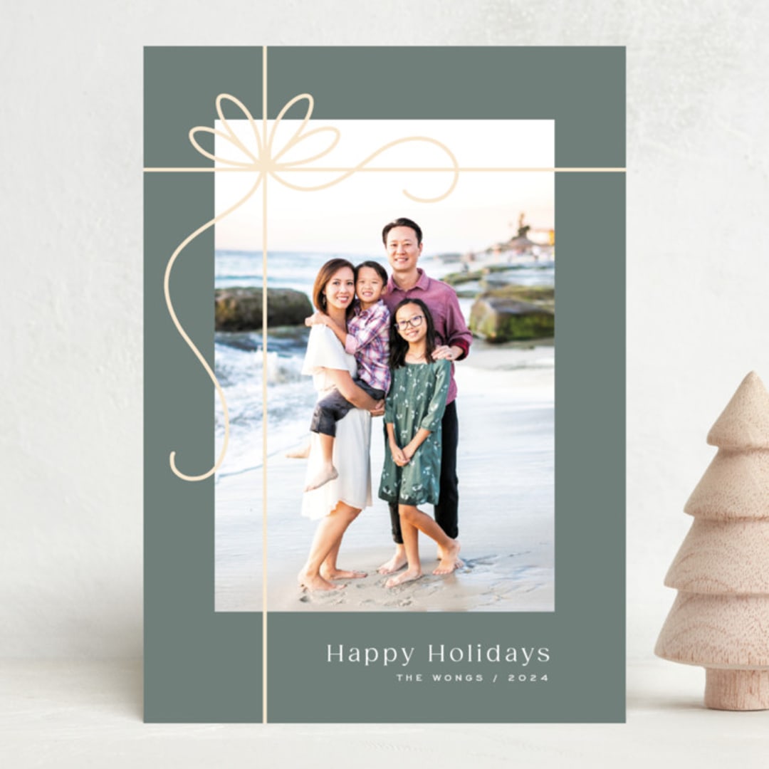 "Gilded Ribbon" - Holiday Cards in Dusk by Michelle Taylor - Front