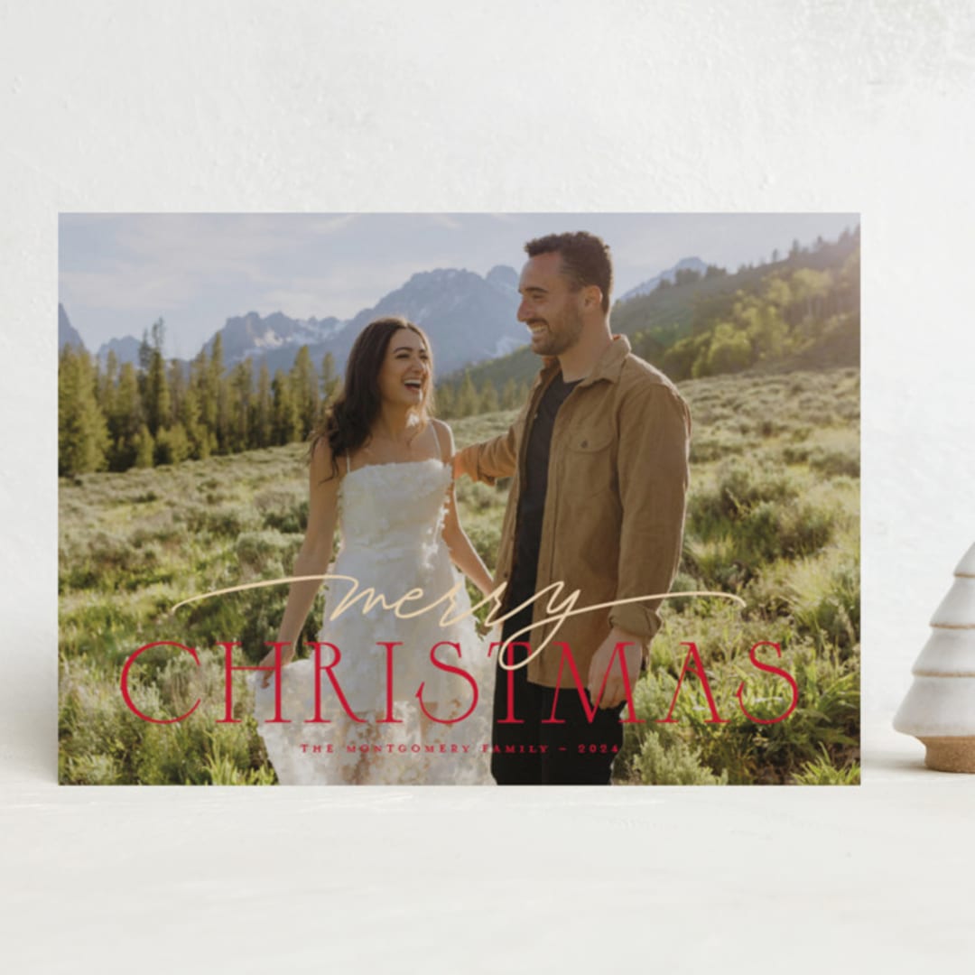 "Very Merry Christmas!" - Holiday Cards in Cranberry by Wildfield Paper Co - Front