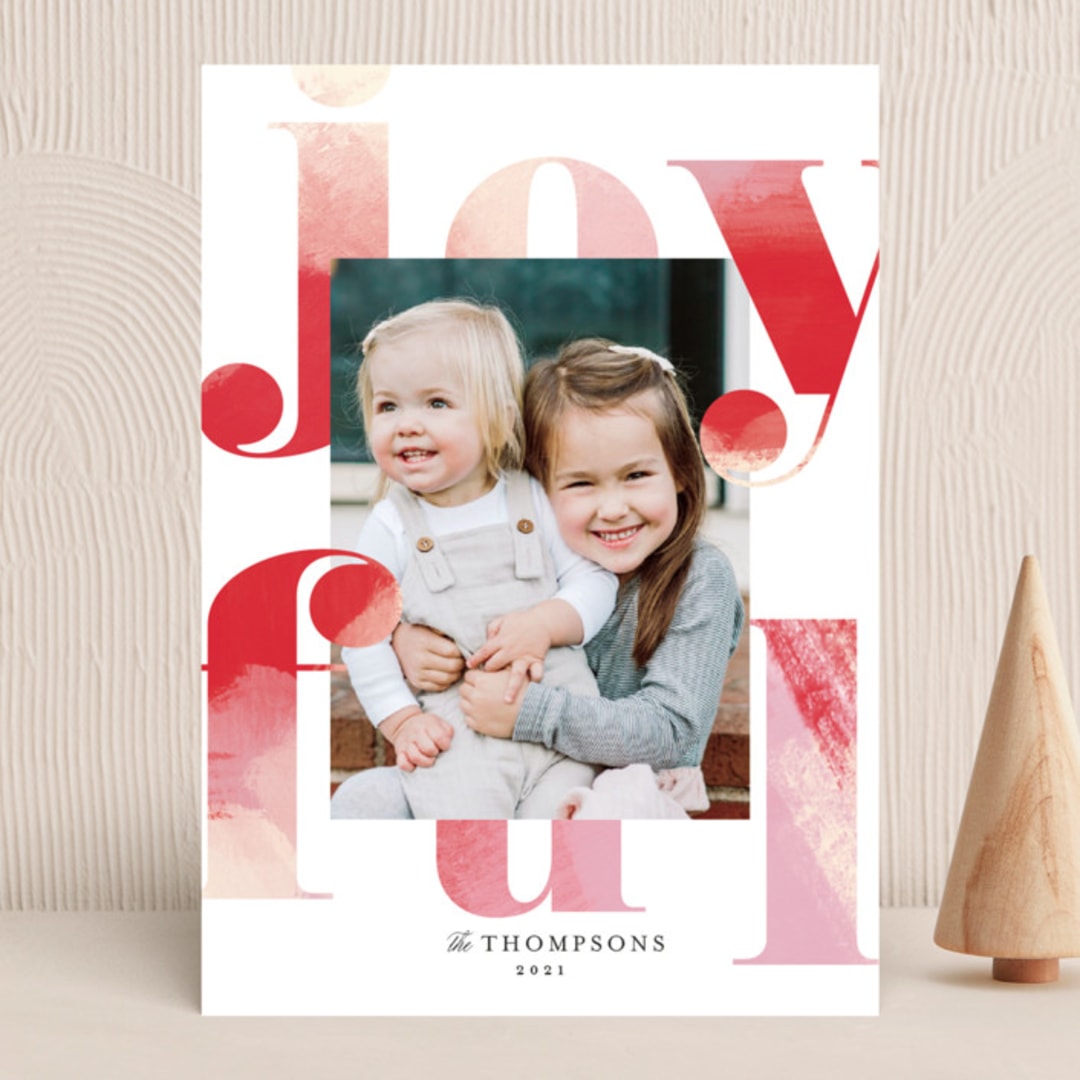 "Joyful Painting" - Holiday Cards in Cranberry by Kimberly FitzSimons - Front